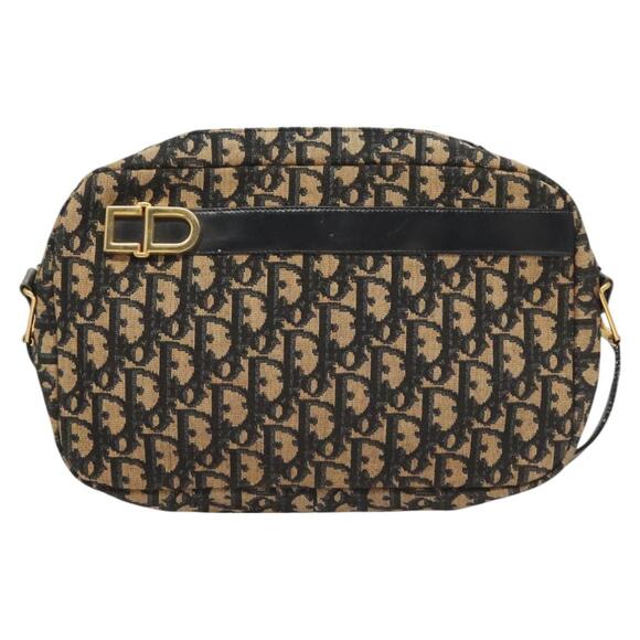 DIOR Trotter Canvas Shoulder Bag Navy Gold - Picture 2 of 12